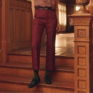 THE GREAT. Geo Jacquard Prim Trouser Mulled Wine